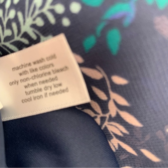 Lane Bryant Dress18 Career Blue Midi Floral 3/4 Sheer Sleeve Cinch Waist Office - Picture 11 of 11